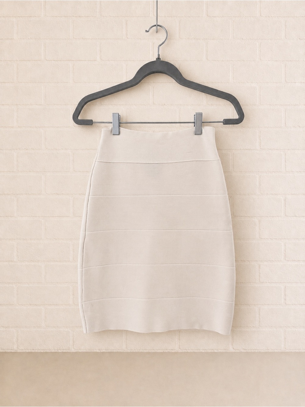 bebe Cream Bandage Pencil Skirt